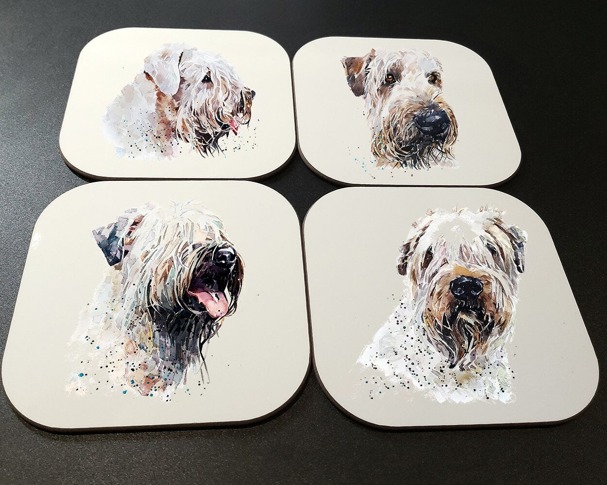 Wheaten Terrier Cork Backed Coasters (Set of 4) | Dog Gift | Edswatercolours