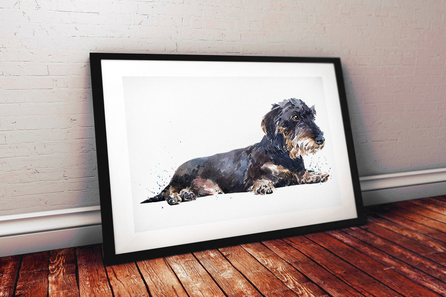 Wirehaired Dachshund Chilled Out | Dog Art Print | Edswatercolours