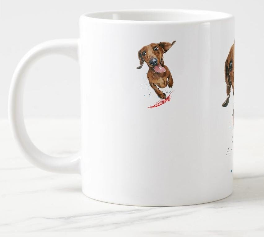 Dachshund Ceramic Mug 15oz | Dog Lover Gift | Edswatercolours