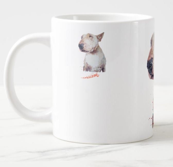 White Bull Terrier Version II Ceramic Mug 15oz | Dog Lover Gift | Edswatercolours