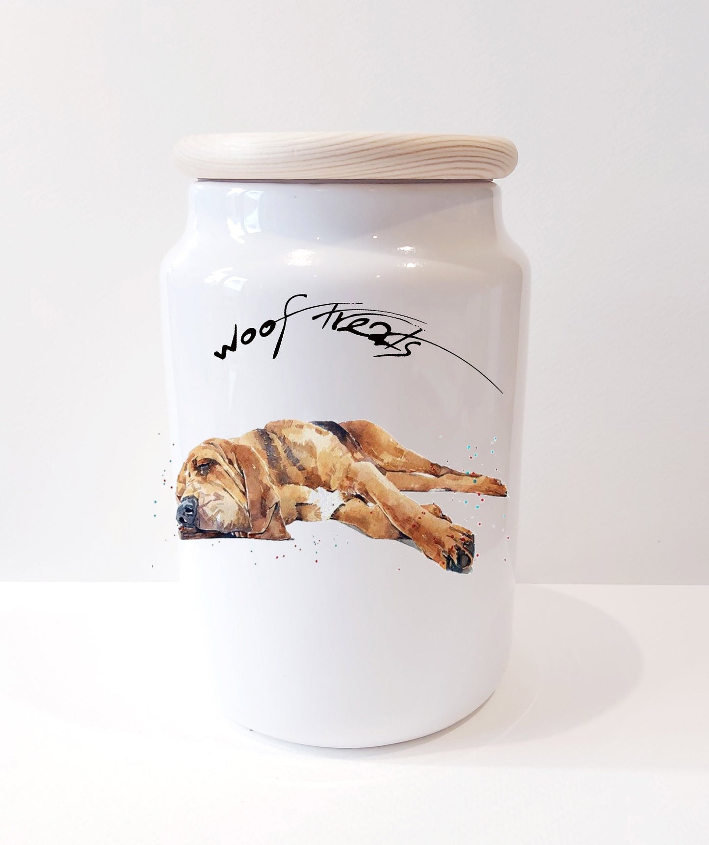 Bloodhound Passed Out Ceramic Treats Jar | Dog Treat Canister | Edswatercolours