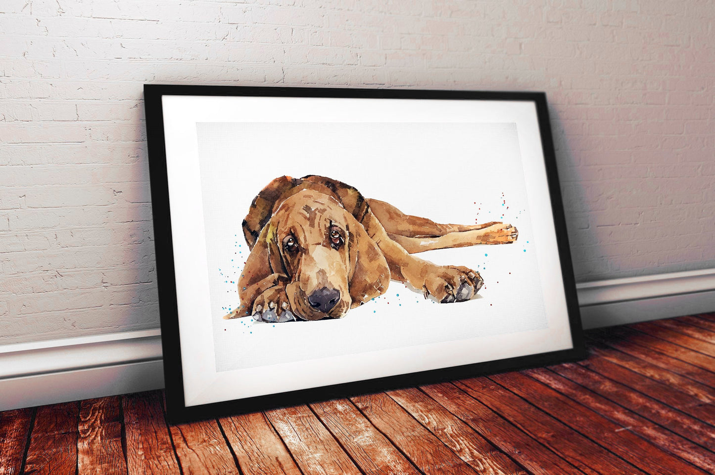 Bloodhound Reclined " Print Watercolour. Bloodhound art,Bloodhound print,Bloodhound watercolour,Bloodhound wall art,Bloodhound decor.