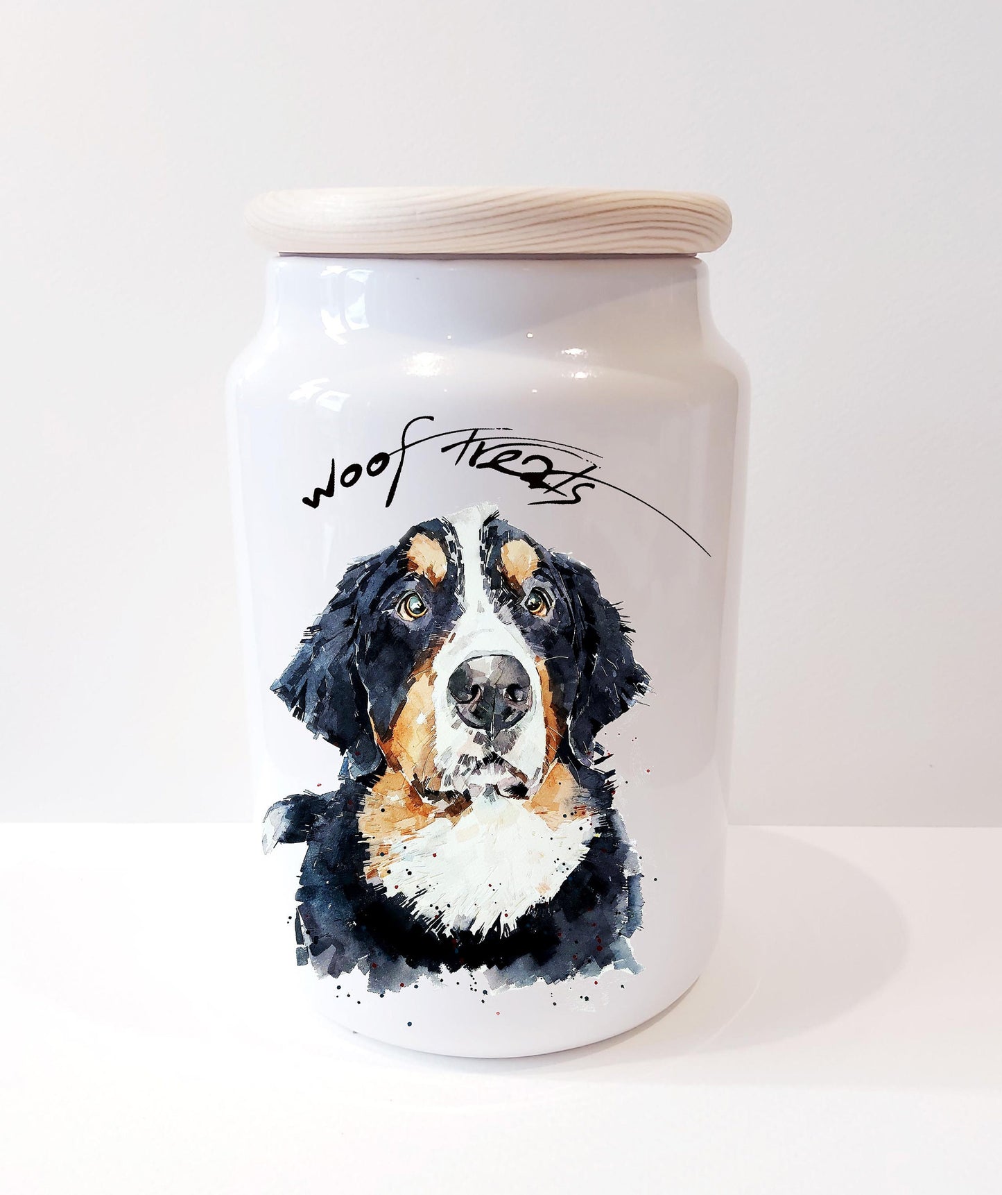 Bernese Mountain Dog Ceramic Treats Jar | Dog Treat Canister | Edswatercolours