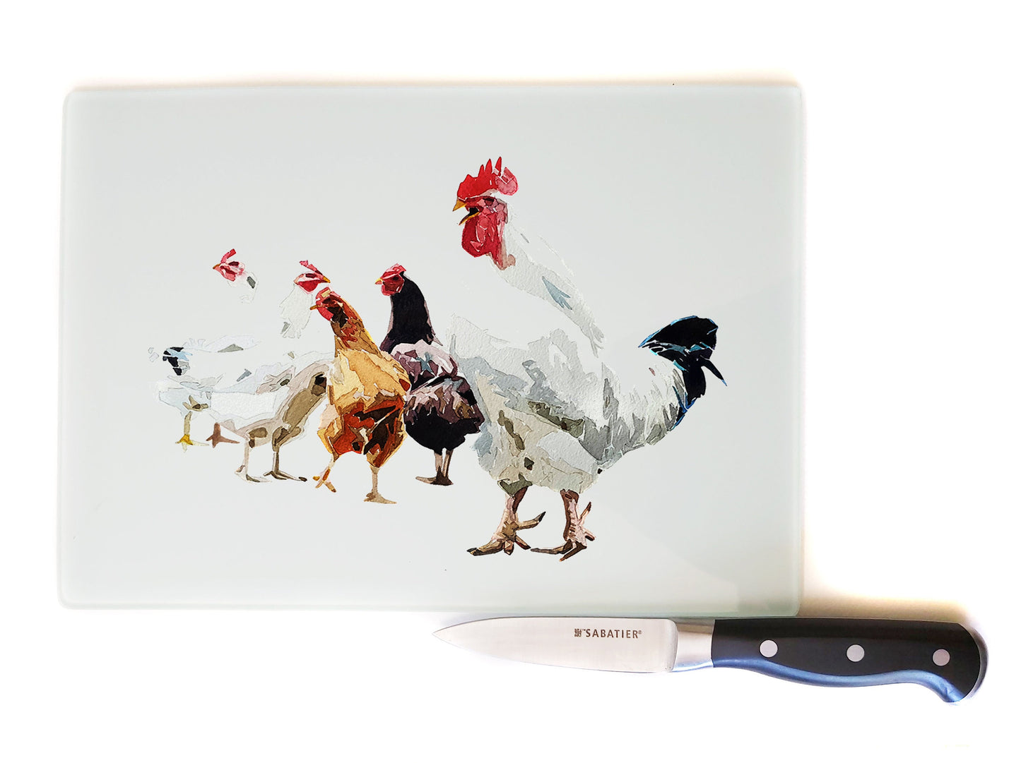 Chickens Chopping Board II | Bird Gift | EdsWatercolours