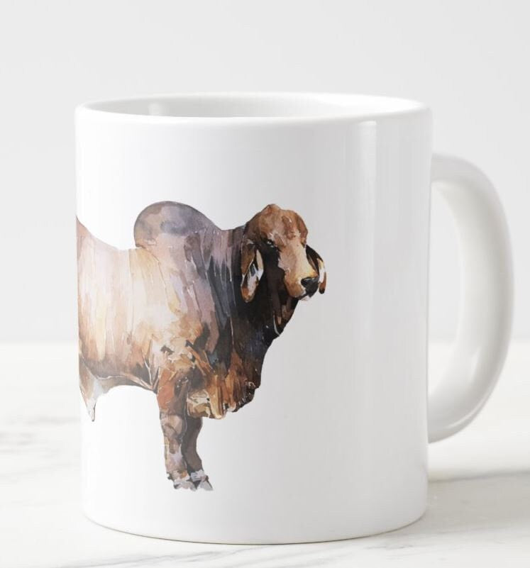 Brahman Bull Ceramic Mug 15oz | Cow Lover Gift | Edswatercolours
