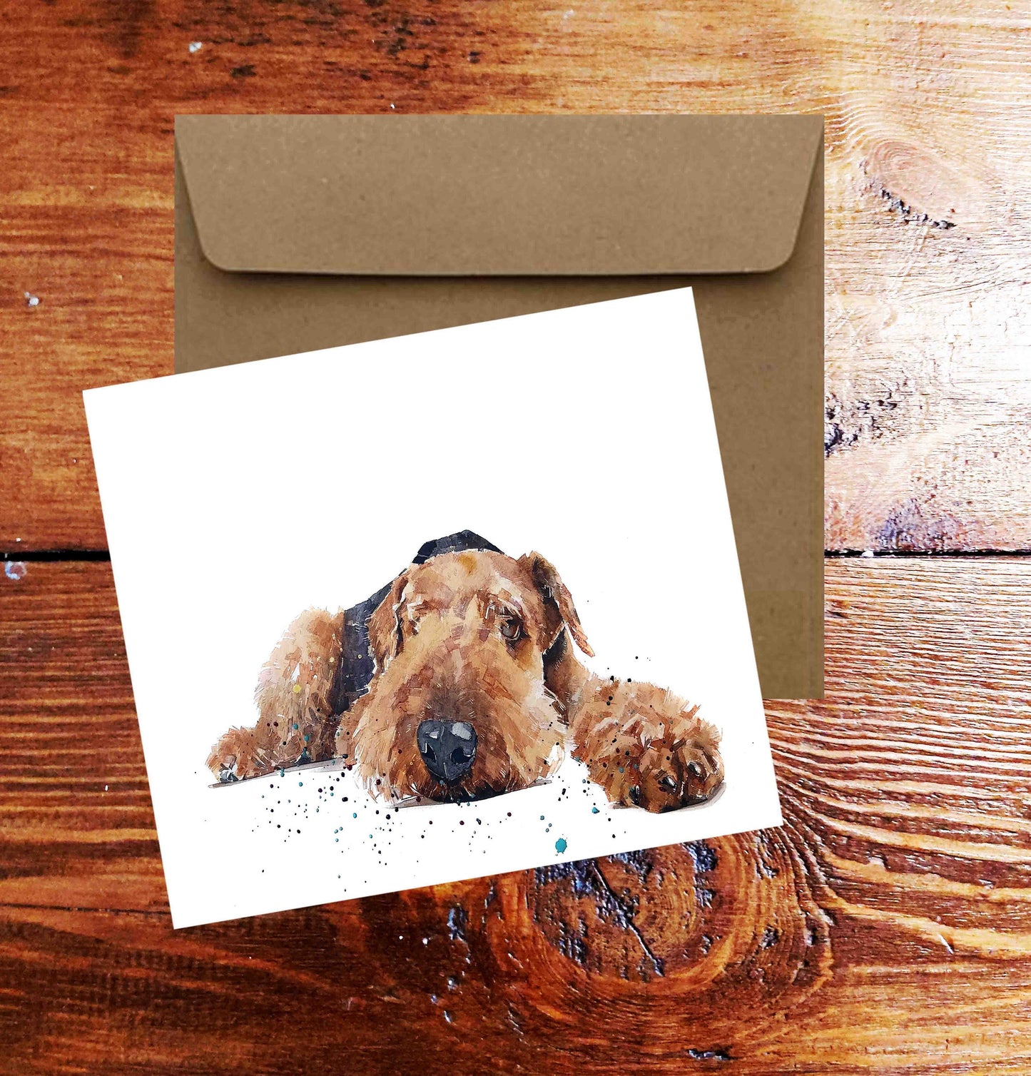 Airedale Terrier Greeting Card | Dog Lover Gift | Edswatercolours
