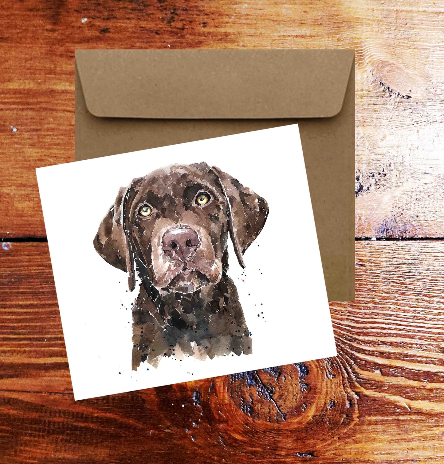 Chocolate Labrador Greeting Card | Dog Lover Gift | Edswatercolours