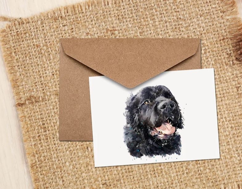 Newfoundland Dog Note Card | Dog Lover Gift | Edswatercolours