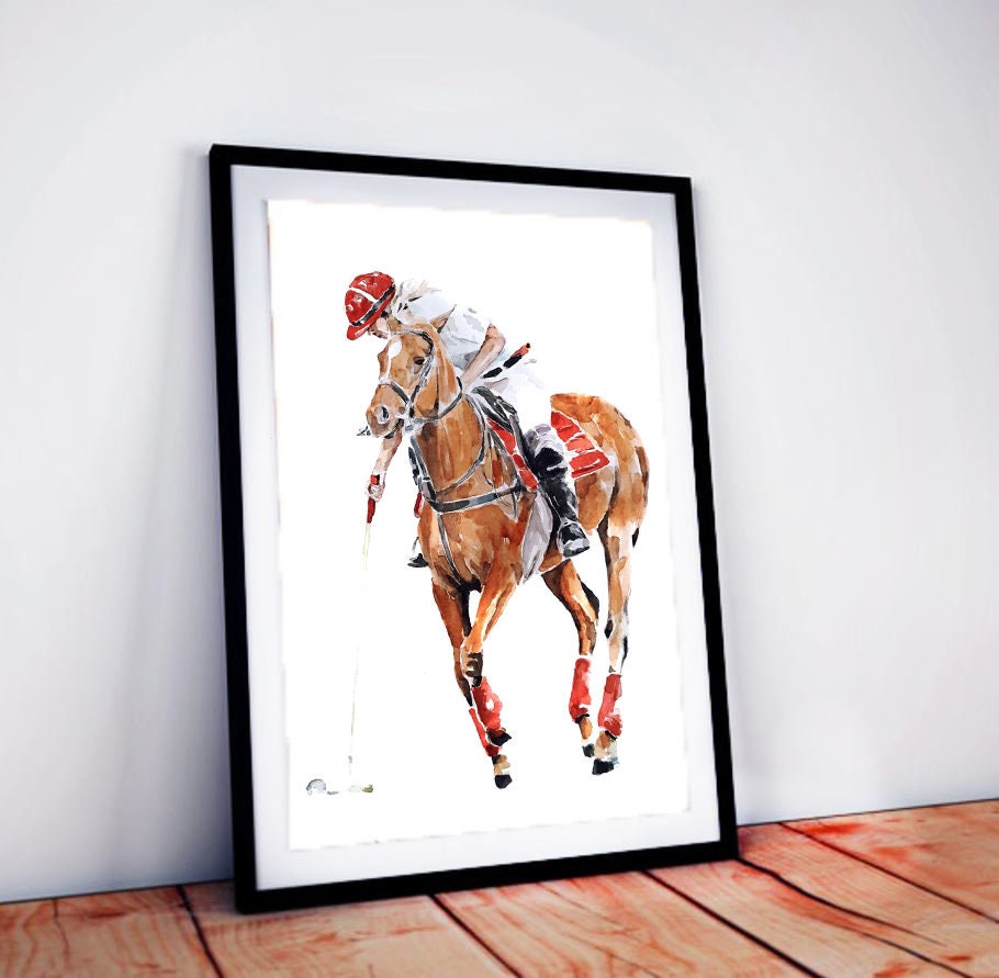 Polo Player | Horse Art Print | Edswatercolours