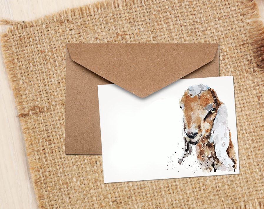Nubian Goat Greeting Card | Farm Animal Gift | Edswatercolours