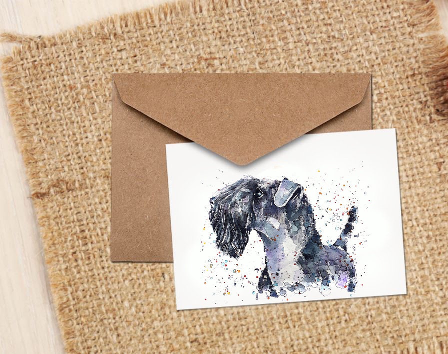 Kerry Blue Terrier Greeting Card | Dog Lover Gift | Edswatercolours