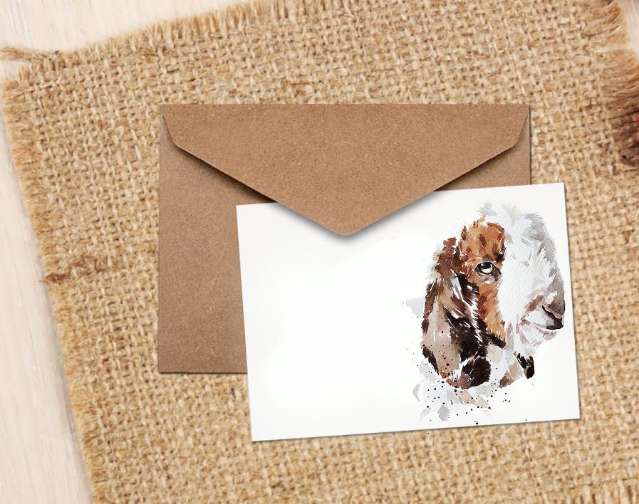 Boer Goat Greeting Card | Country Animal Gift | Edswatercolours