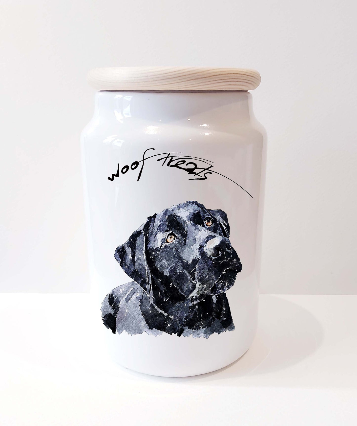 Black Labrador II Ceramic Treats Jar | Dog Treat Canister | Edswatercolours