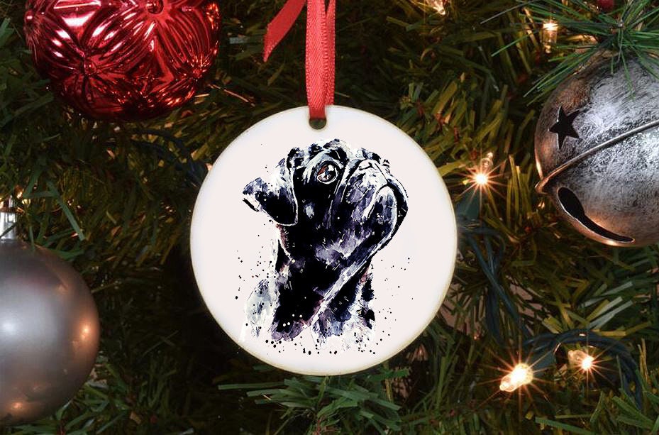 Pug III Christmas Ornament | Dog Lover Gift | Edswatercolours