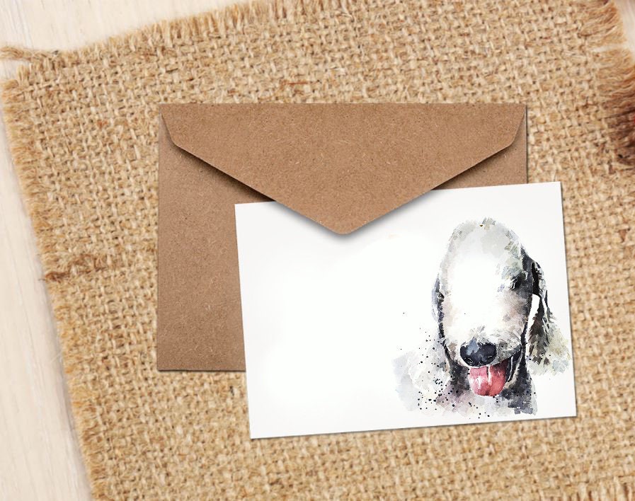 Bedlington Terrier Greeting Card | Dog Lover Gift | Edswatercolours