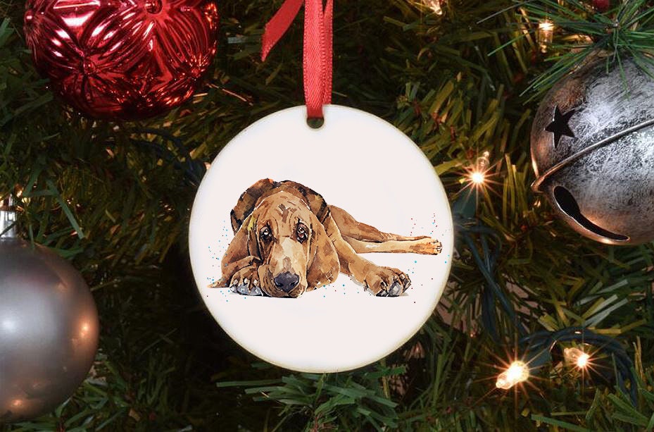 Bloodhound II Christmas Ornament | Dog Lover Gift | Edswatercolours