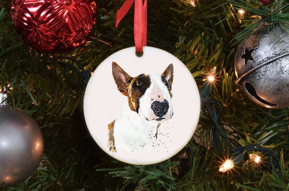 Bull Terrier III Christmas Ornament | Dog Lover Gift | Edswatercolours