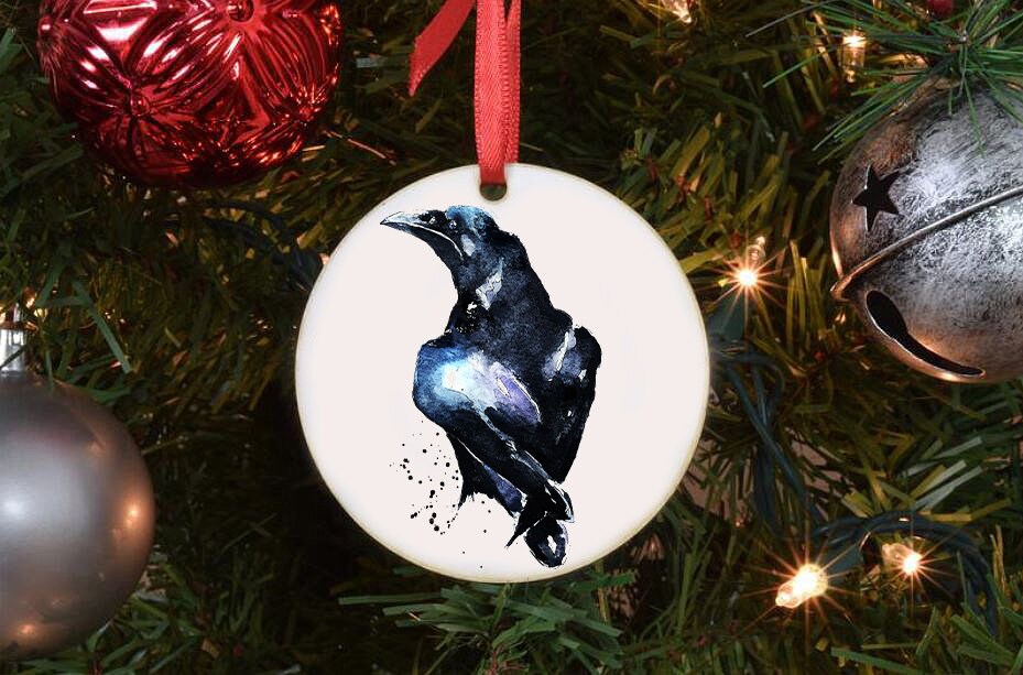 Raven Christmas Ornament | Wildlife Gift | Edswatercolours