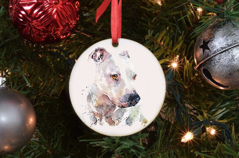 Staffordshire Bull Terrier Christmas Ornament | Dog Lover Gift | Edswatercolours