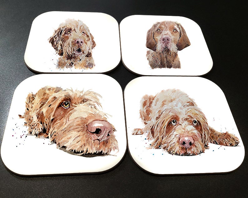 Wirehaired Vizsla Cork Backed Coasters (Set of 4) | Dog Gift | Edswatercolours