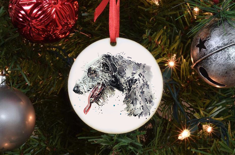 Irish Wolfhound II Christmas Ornament | Dog Lover Gift | Edswatercolours