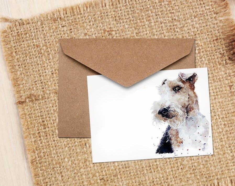 Wire Fox Terrier Greeting Card | Dog Lover Gift | Edswatercolours