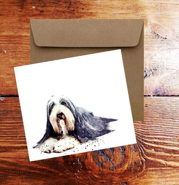 Bearded Collie Greeting Card | Dog Lover Gift | Edswatercolours