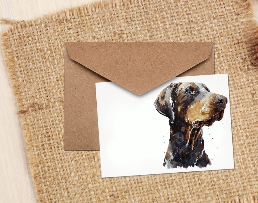 brown Doberman Greeting/Note Card.Doberman card,Doberman note card, Doberman greeting card,Doberman Dog greeting card