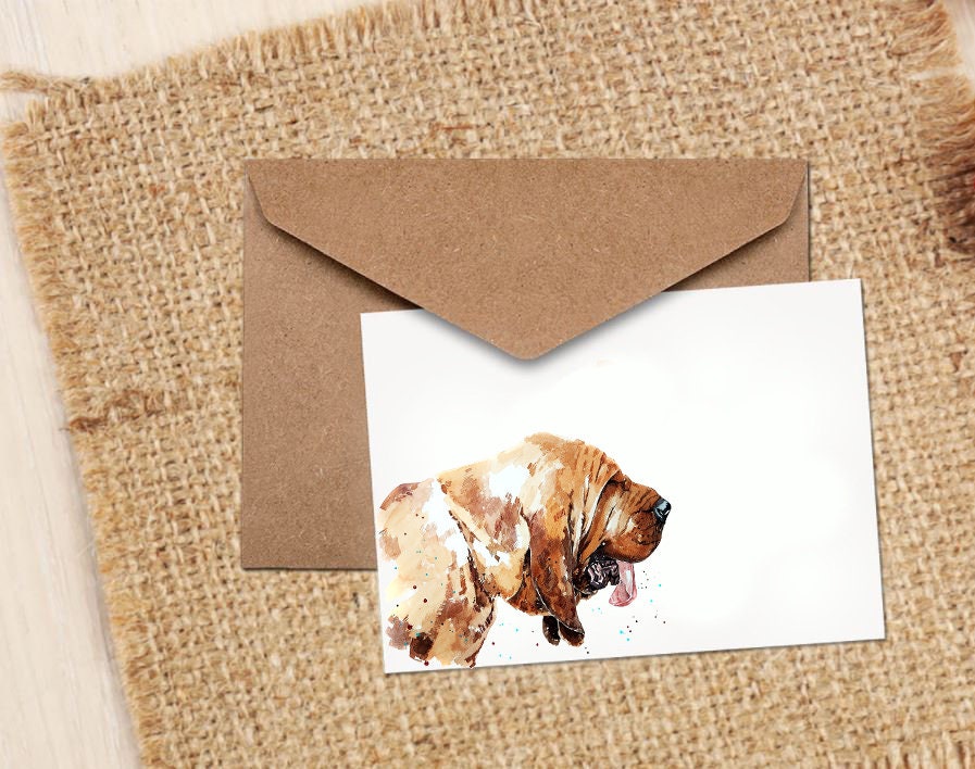 Bloodhound On Point Greeting Card | Dog Lover Gift | Edswatercolours