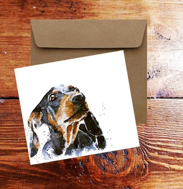 Black & Tan Dachshund Greeting Card | Dog Lover Gift | Edswatercolours