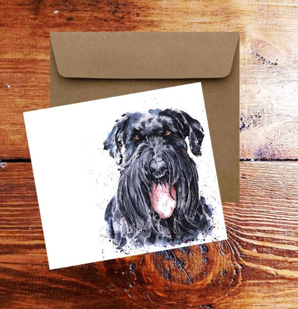 Giant Schnauzer Greeting Card | Dog Lover Gift | Edswatercolours