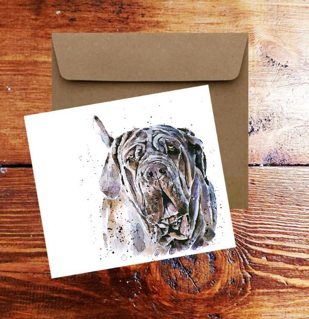 Neapolitan Mastiff Greeting Card | Dog Lover Gift | Edswatercolours