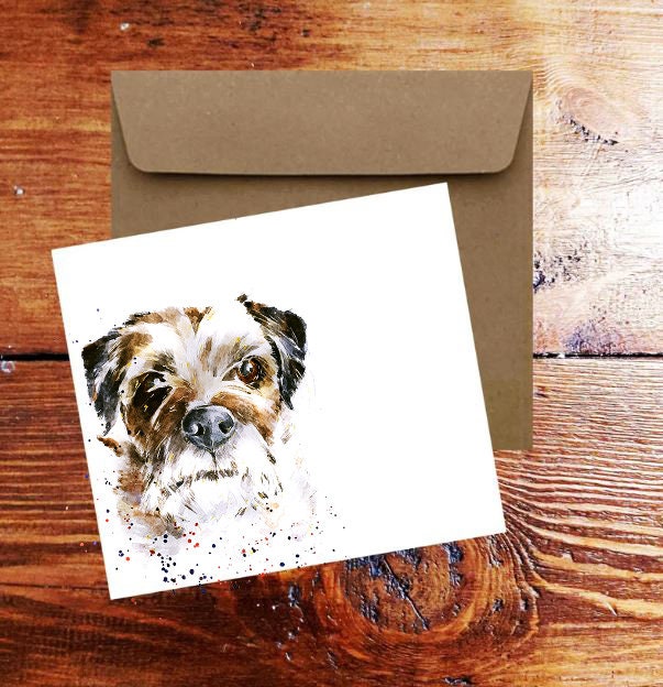 Border Terrier II Greeting/Note Card.Border Terrier card,Border Terrier note card,Border Terrier greeting card,Border Terrier Dog greetings
