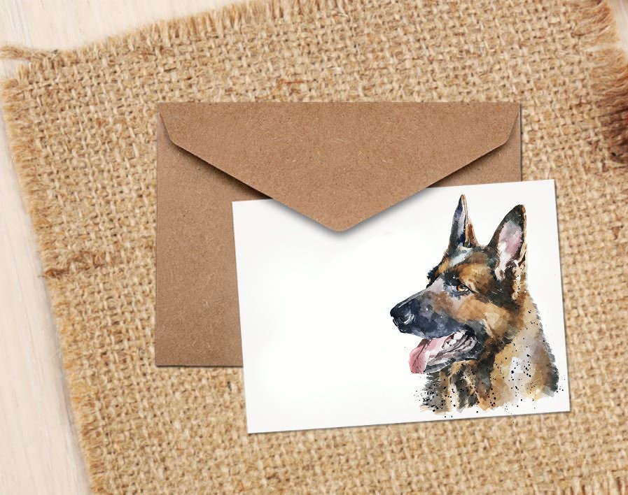 German Shepherd Greeting Card | Dog Lover Gift | Edswatercolours