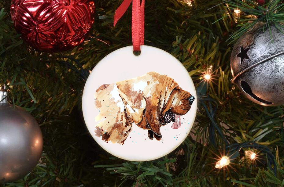 Bloodhound III Christmas Ornament | Dog Lover Gift | Edswatercolours