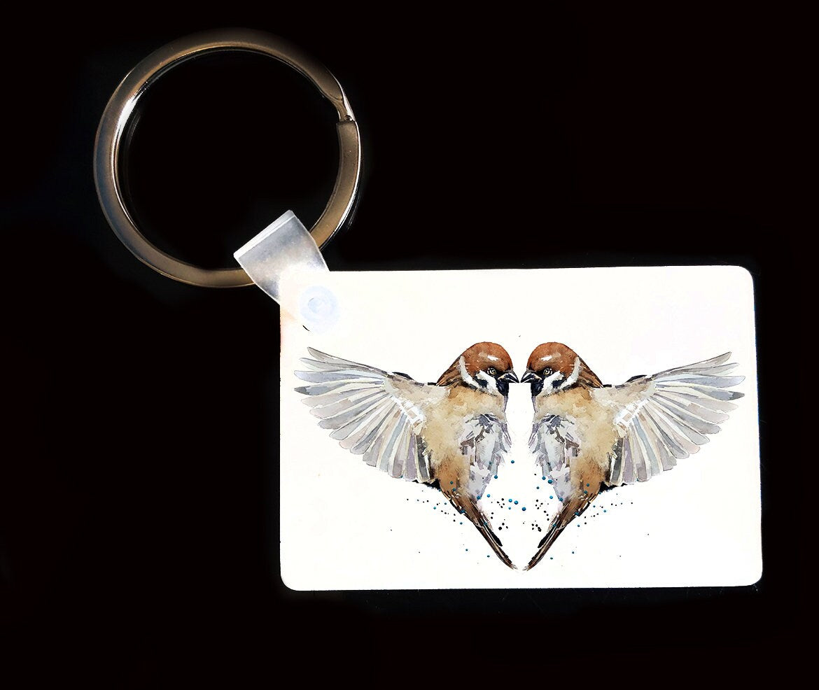 House Sparrow Keyring | Bird Gift | EdsWatercolours