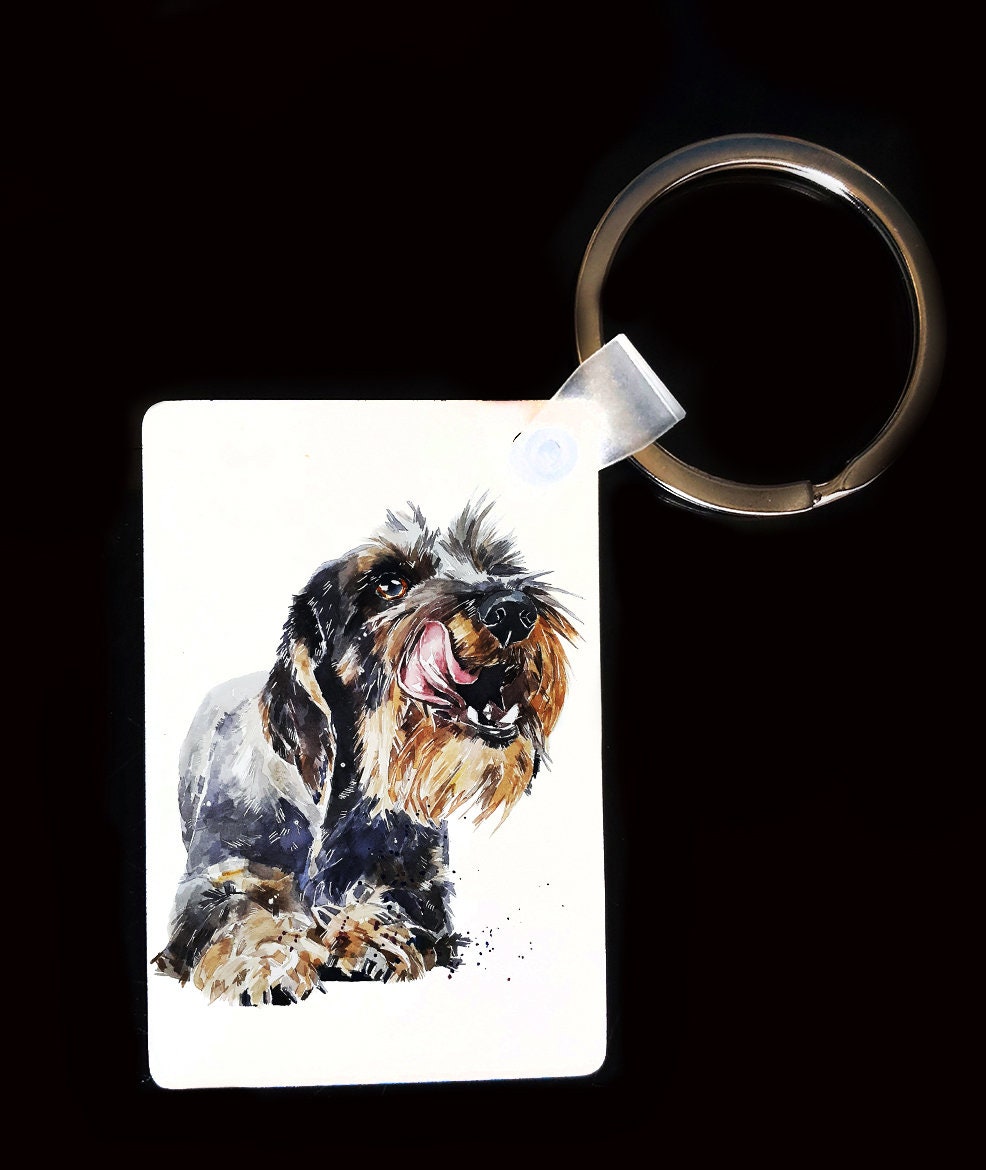 Wirehaired Dachshund Keyring | Dog Gift | Multiple Designs | EdsWatercolours