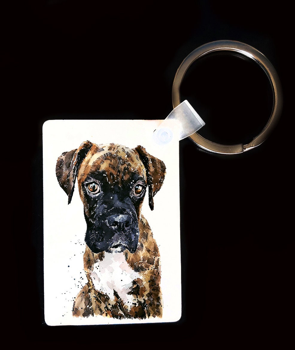 German Boxer Keyring | Dog Gift | Multiple Designs | EdsWatercolours