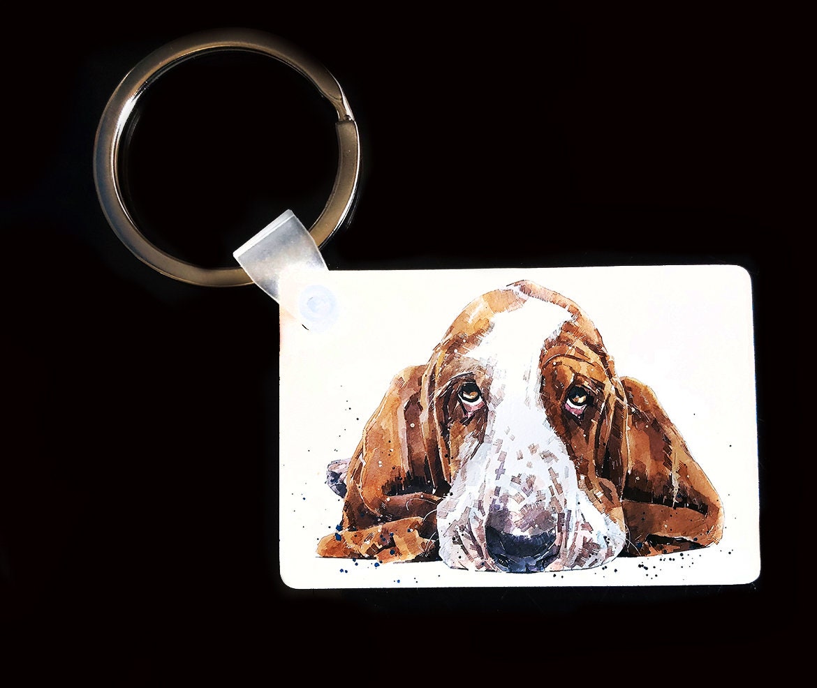 Basset Hound Keyring | Dog Gift | Multiple Designs | EdsWatercolours