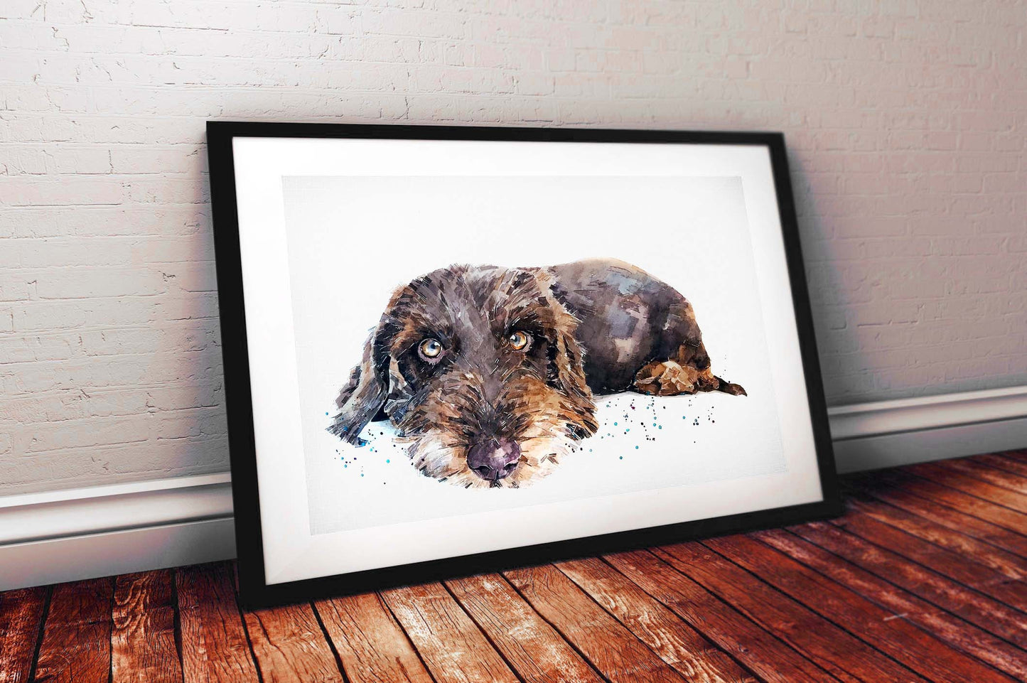 Chocolate Wirehaired Dachshund " Print Watercolour, Chocolate Wirehaired Dachshund print, Chocolate Wire Doxie art