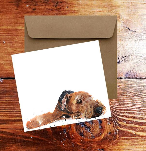 Airedale Terrier II Greeting Card | Dog Lover Gift | Edswatercolours