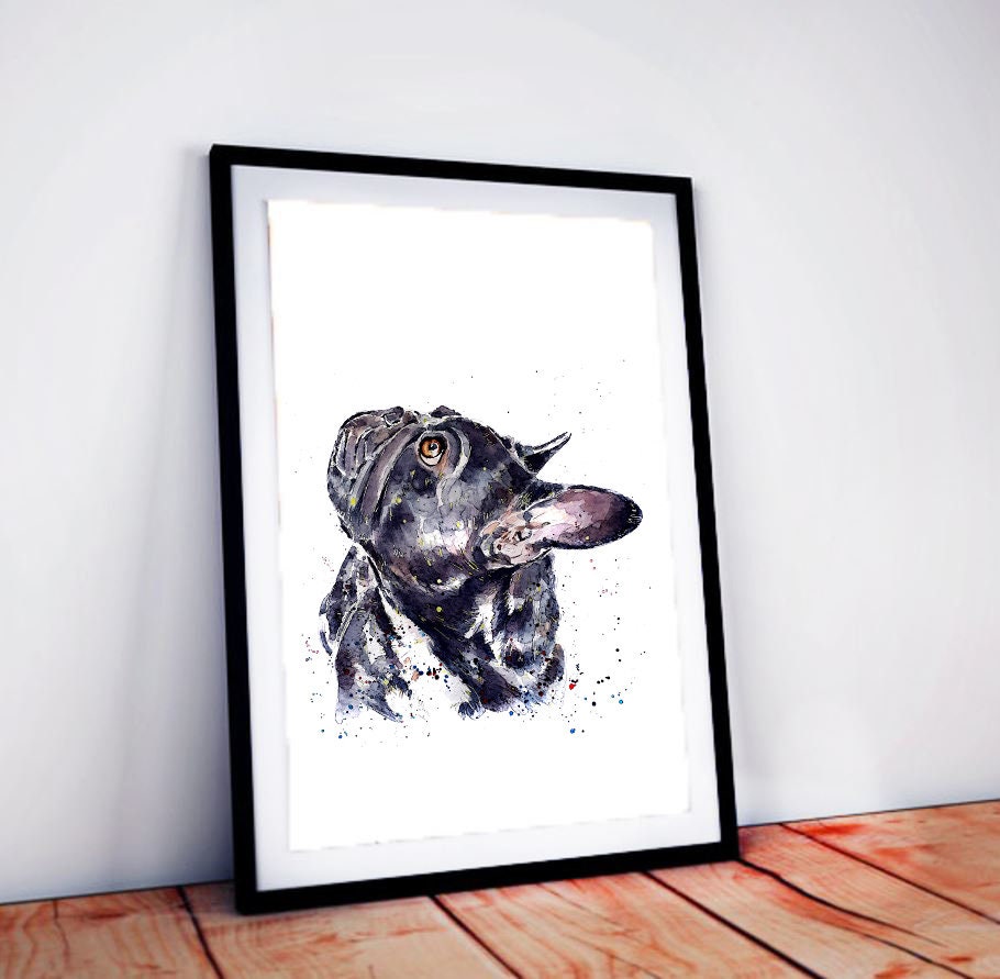 French Bulldog Patiently Waiting | Dog Art Print | Edswatercolours