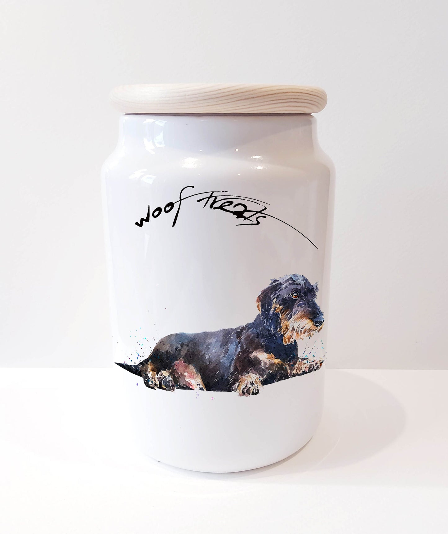 Wirehaired Dachshund Ceramic Treats Jar (Assorted) | Dog Treat Canister | Edswatercolours