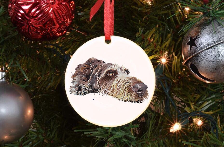 German Wirehaired Pointer II Christmas Ornament | Dog Lover Gift | Edswatercolours
