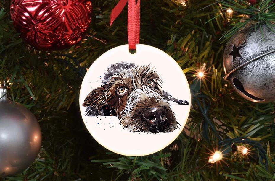 German Wirehaired Pointer Christmas Ornament | Dog Lover Gift | Edswatercolours