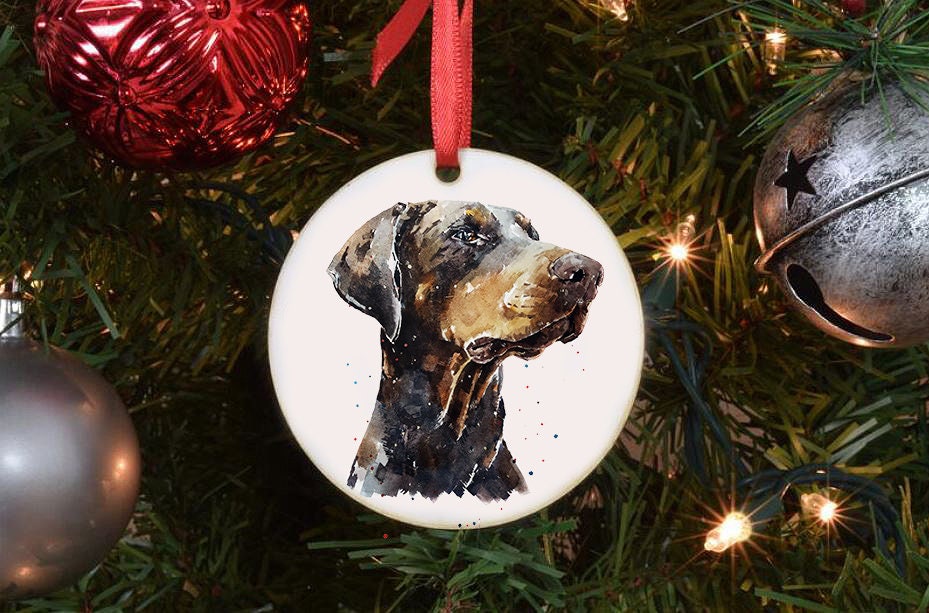 Doberman II Christmas Ornament | Dog Lover Gift | Edswatercolours