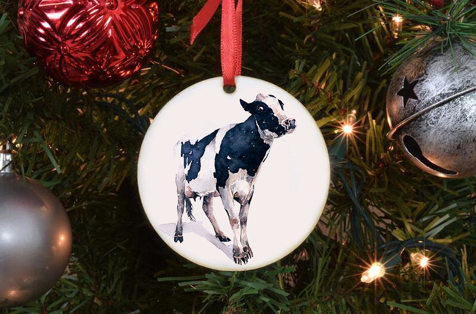 Holstein Friesian Christmas Ornament | Country Animal Gift | Edswatercolours