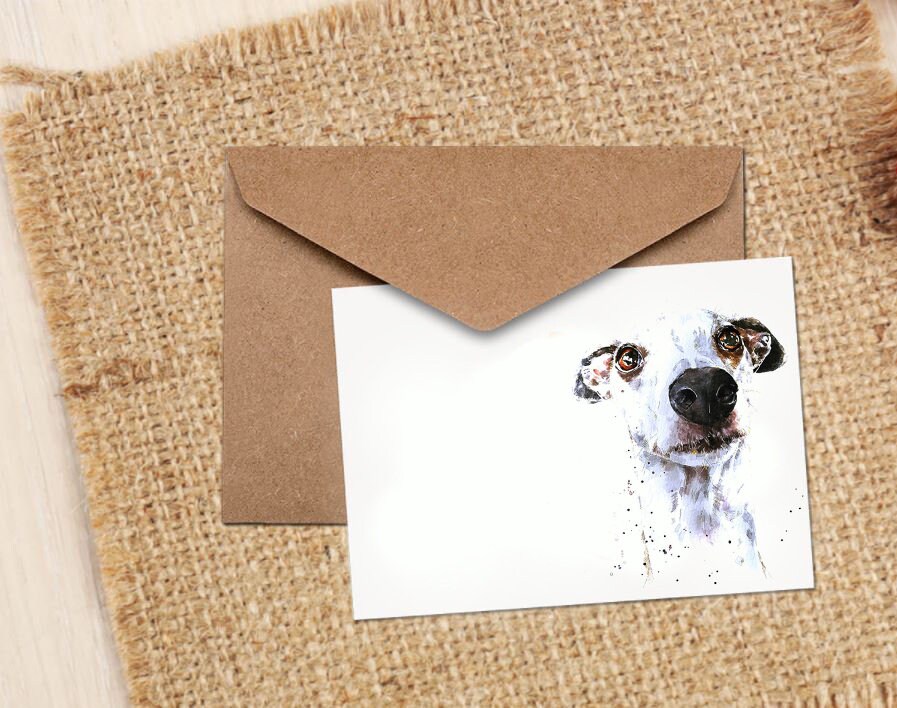 White Sighthound Greeting Card | Dog Lover Gift | Edswatercolours