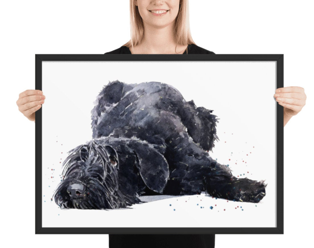Giant Schnauzer Watercolour Print, Dog Art