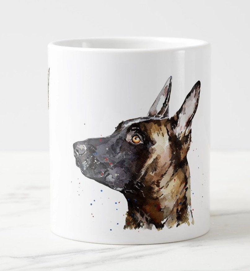 Belgian Malinois II Mug (Assorted) | Fine Bone China 10oz & Ceramic 15oz | Dog Lover Gift | Edswatercolours